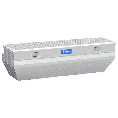 Bright Diamond Plate Aluminum 62 Inch Wedged Angled Utility Chest Box For Pickup Trucks