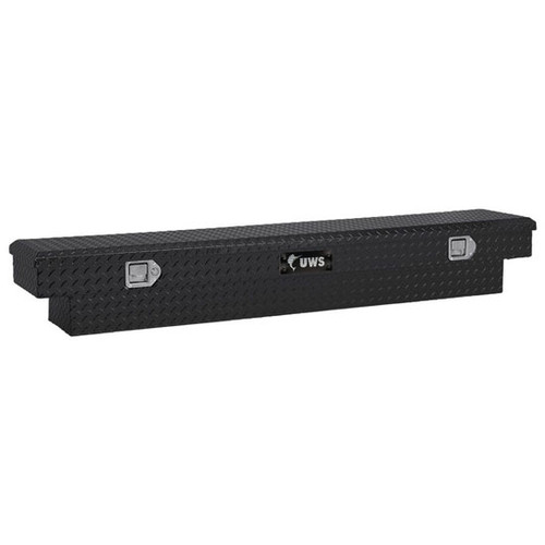 Gloss Black Diamond Plate Aluminum 69 Inch Slim-Line Crossover Tool Box For Pickup Trucks