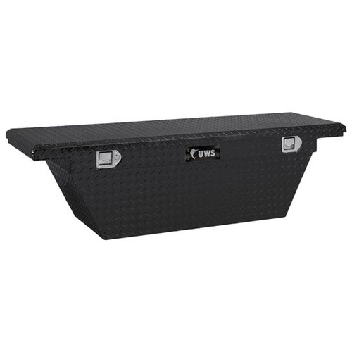 Gloss Black Diamond Plate Aluminum 60 Inch Deep Angled Low Profile Crossover Tool Box For Pickup Trucks