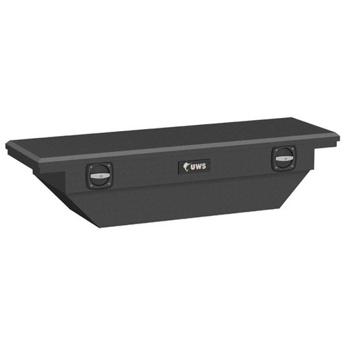 Matte Black Diamond Plate Aluminum 63 Inch Low Profile Angled Secure Lock Truck Tool Box