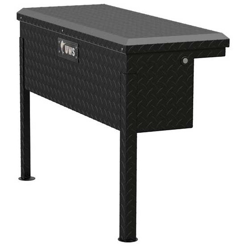 Matte Black Diamond Plate Aluminum 36 Inch Low Profile Truck Side Tool Box W/ Legs