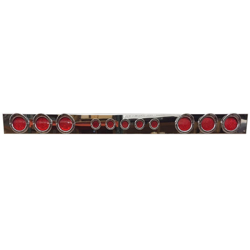Brunner Stainless Steel Light Bar W/ 6 - 4 Inch & 5 - 2 Inch Round Light Holes, 14 Inch Deep For Top Of Sturdy Cab Racks