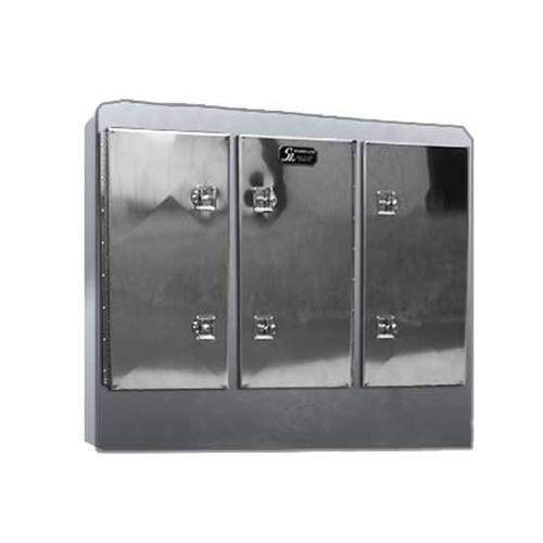 68 X 80 X 12 Inch Smooth Aluminum 3 Door Cab Rack With Polished Smooth Doors