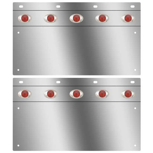 Stainless Steel Anti-Sail Light Bars W/ 10 P3 Red/Red LEDs For Mud Flaps