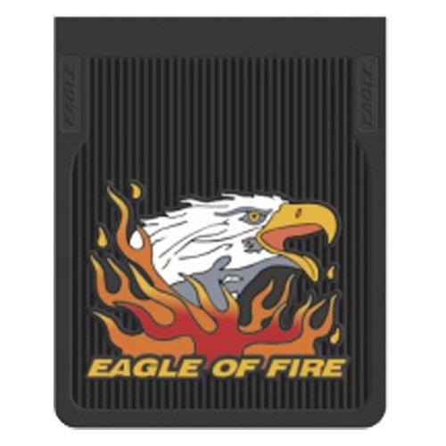 24 X 30 Inch Black Rubber Mud Flap W/ Bald Eagle & Orange Flames - Pair