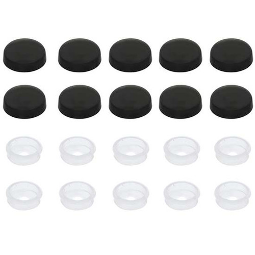 Black Plastic Snap-On Cap Number 6 And Number 8 Screws - 10 Pack
