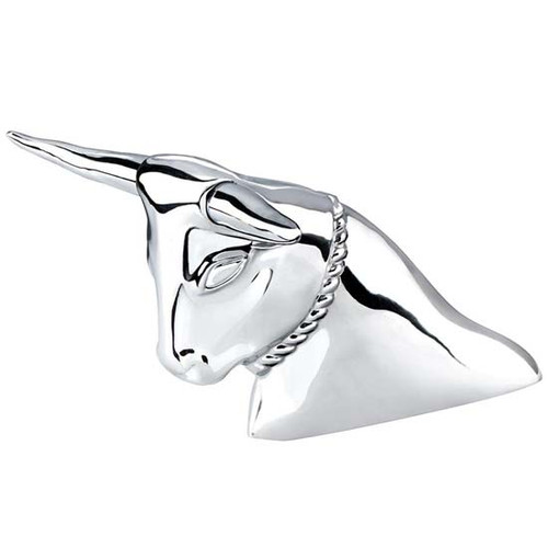 Chrome Long Horn Bull Hood Ornament