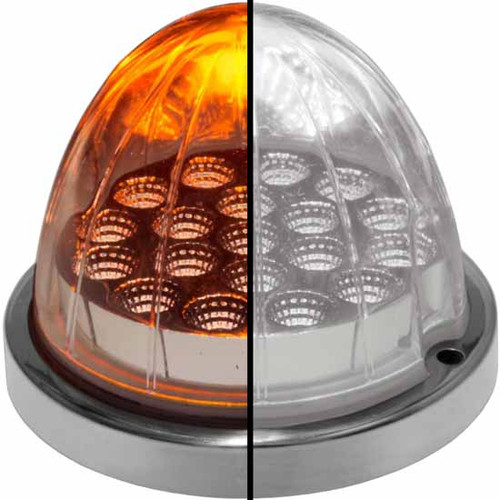 Red/Purple Dual Function 3.18 Inch Watermelon LED Marker Light W/ 4 Male Bullet Plugs & Chrome ABS Plastic Bezel