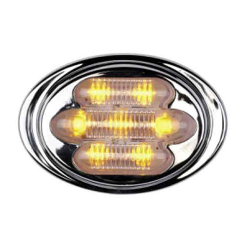 2 X 3 Inch Oval 7 Diode Amber LED Clearance & Marker Light Clear Lens