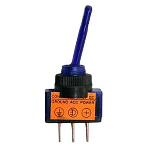 Blue Illuminated Toggle Switch, 20A At 12V, 3 Terminals W/ .250 Tabs For 1/2 Inch Hole