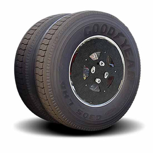 Twist & Lock Black Aerodynamic Wheel Cover With Window Kit For 22.5 Inch Tandem Axle 5/8 Inch - Set Of 4