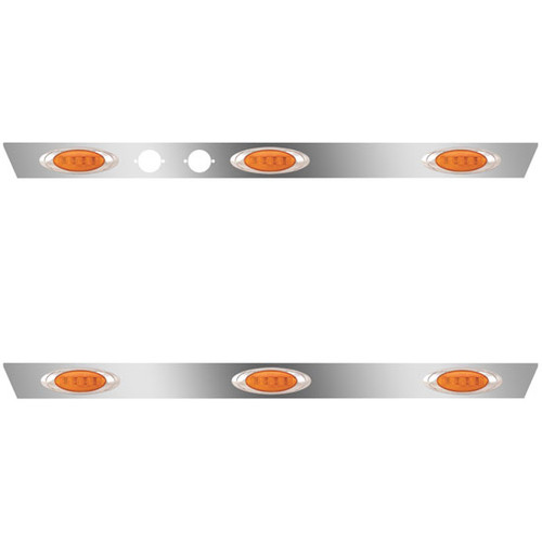 Stainless Steel Cab Panels W/ Dual Plug Holes, 6 P1 Amber/Amber LEDs For Mack Vision, Pinnacle SBA