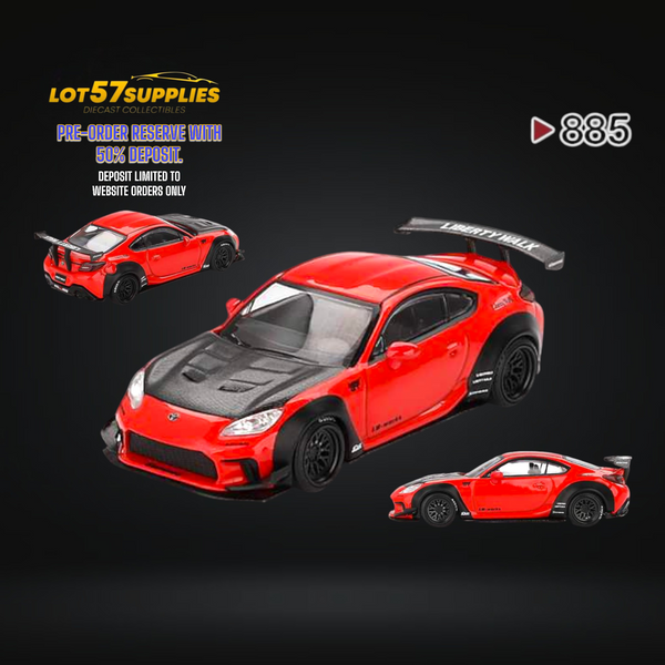 (Pre-Order) Mini-GT Toyota GR86 LB Nation Red With Carbon Hood #885 1:64 MGT00885