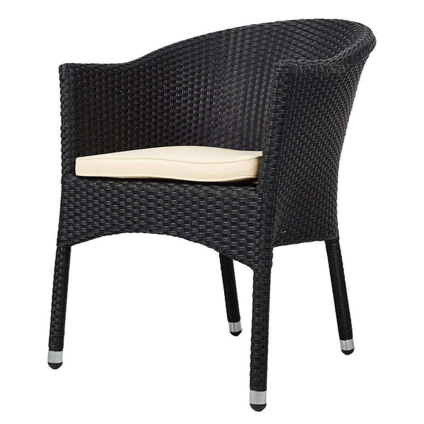 Outdoor Dining Rattan Chairs Patio Garden Furniture with Seat Cushions, Black