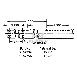 Differential Output Shaft. 1" diameter w/splines. 15.73" long