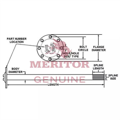 3202K9501 Meritor Axle Shaft