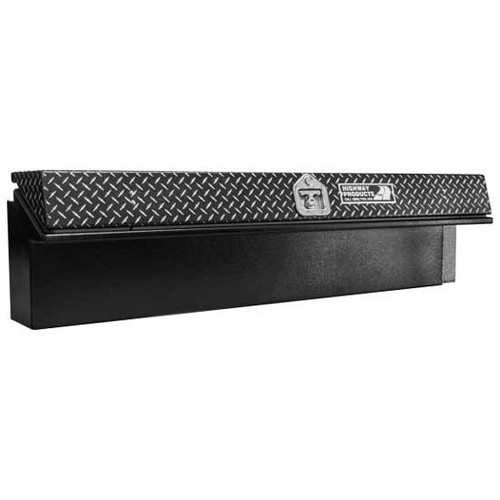90" X 16" X 16" Smooth Black Aluminum Passenger-Side Low-Side Mount Tool Box with Black Gladiator Plated Lid