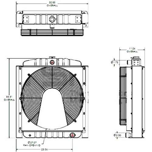BESTfit Metal 29 X 26.25 X 3 Inch Radiator With Solder-On Tanks For Detroit Diesel 6-71, 6-71T Industrial With Front Guard