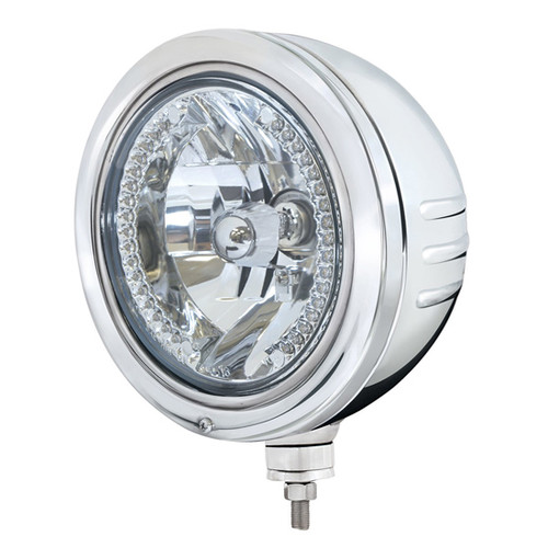 Stainless Steel Bullet Embossed Stripe 34 White LED Crystal Halogen Headlight
