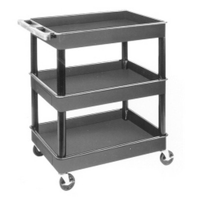 Luxor TC111 Cart Serv Plas 3Tub Black 24"D X 32"W