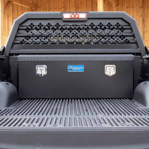 Merritt Aluminum Tapered Front Utility Chest Box, 19 X 20 X 62 In, Single Door, Satin Black, W/ Diamond Plated Lid