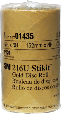 3M 6" P320 Stikit Gold Abrasive Disc Roll 216U (1435)