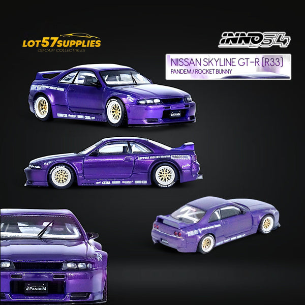 (Pre-Order) Inno64 NISSAN SKYLINE GT-R (R33) "PANDEM ROCKET BUNNY" Purple 1:64