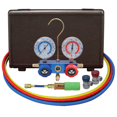 Mastercool 89661-UV 134A Aluminum Manifold Gauge Set with 60" Hoses and Manual Couplers