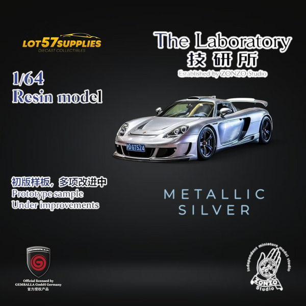 (Pre-Order) The Laboratory X ZONZO Gemballa Mirage GT METALLIC SILVER 1:64 Resin