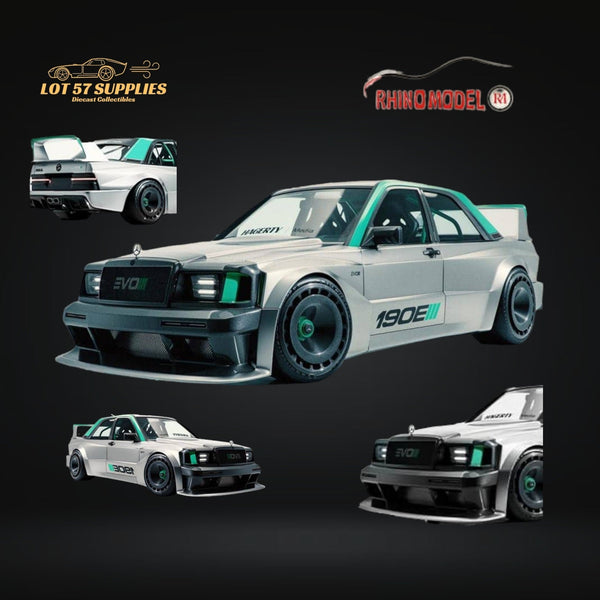 (Pre-Order) Rhino Model 190E W201 Evo II Automobiliamos Concept Modified in Silver 1:64
