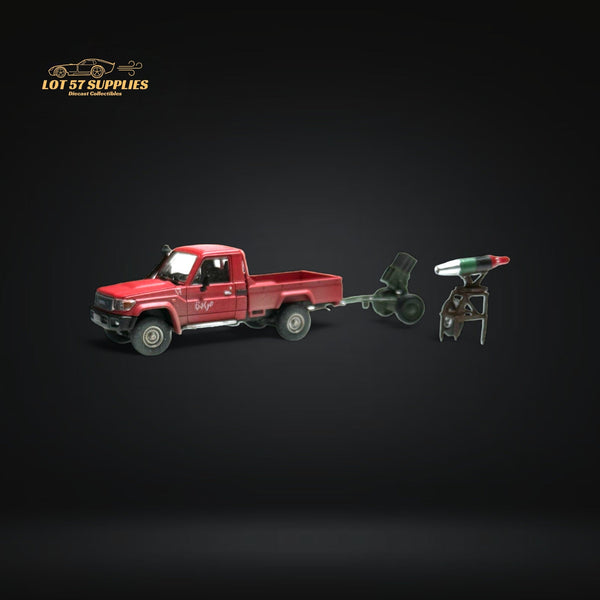 HobbyFans Toyota Land Cruiser 70 Series Red With Armor & Armor Launcher 1:64