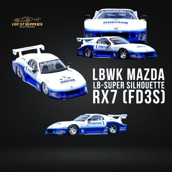 (Pre-Order) Inno64 Mazda RX-7 LBWK FD3S Blue/White HTKS 24' 1:64 IN64-LBWKRX7-06