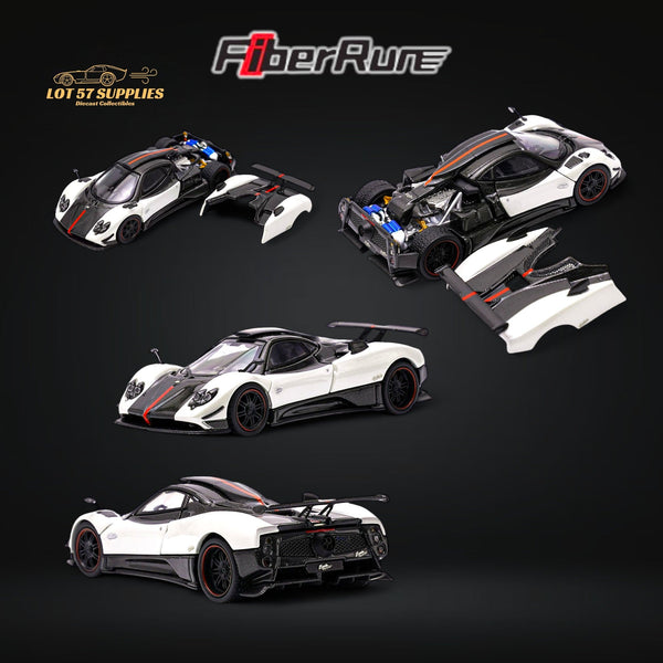 (Pre-Order) Fiberrun Zonda Cinque in White & Carbon Fiber Accents 1:64 FB64001001
