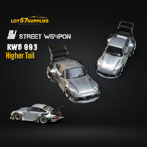 (Pre-Order) Street Weapon Porsche RWB 993 Raw Varnish Color High Wing 1:64