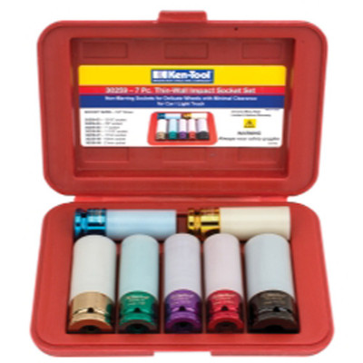 Ken-Tool 7 Pc. 1/2" Drive 6-Point Thin Wall Impact Socket Set (30259)