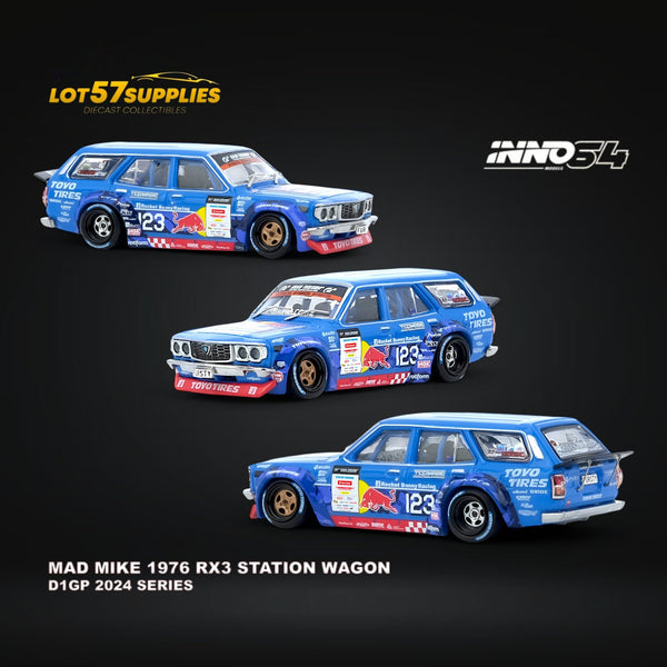 (Pre-Order) Inno64 MAD MIKE 1976 MAZDA RX3 Station Wagon D1GP Series 2024 1:64