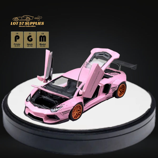 (Pre-Order) PGM Lamborghini Aventador LP700-4 LBWK Pink Fully Openable Luxury Base 1:64 PGM-640412LUX