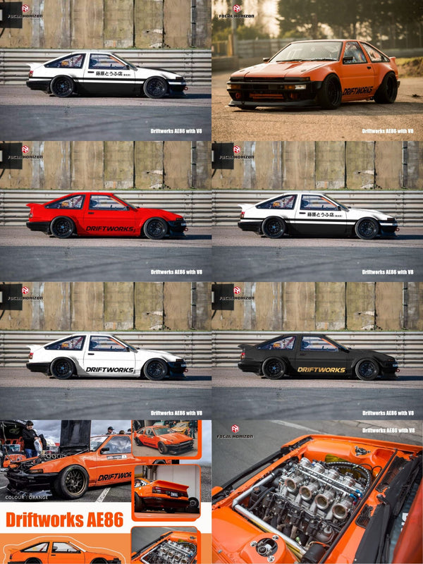 (Pre-Order) Focal Horizon Toyota Sprinter Trueno AE86 V8 DRIFTWORKS DW86 Modified 1:64