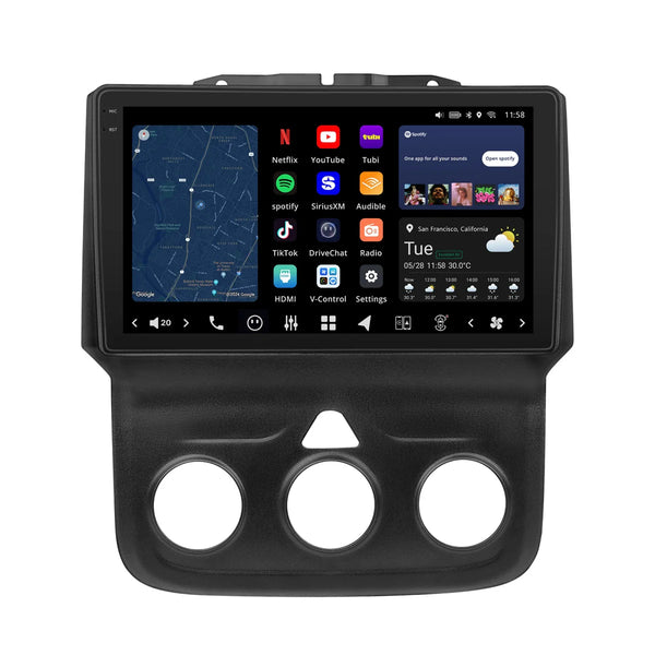 VISION 9” Custom-Fit Car Stereo for Dodge Ram Manual AC 2013-2018