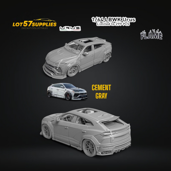 (Pre-Order) Flame Lamborghini Urus LBWK Combat Gray Resin 1:64
