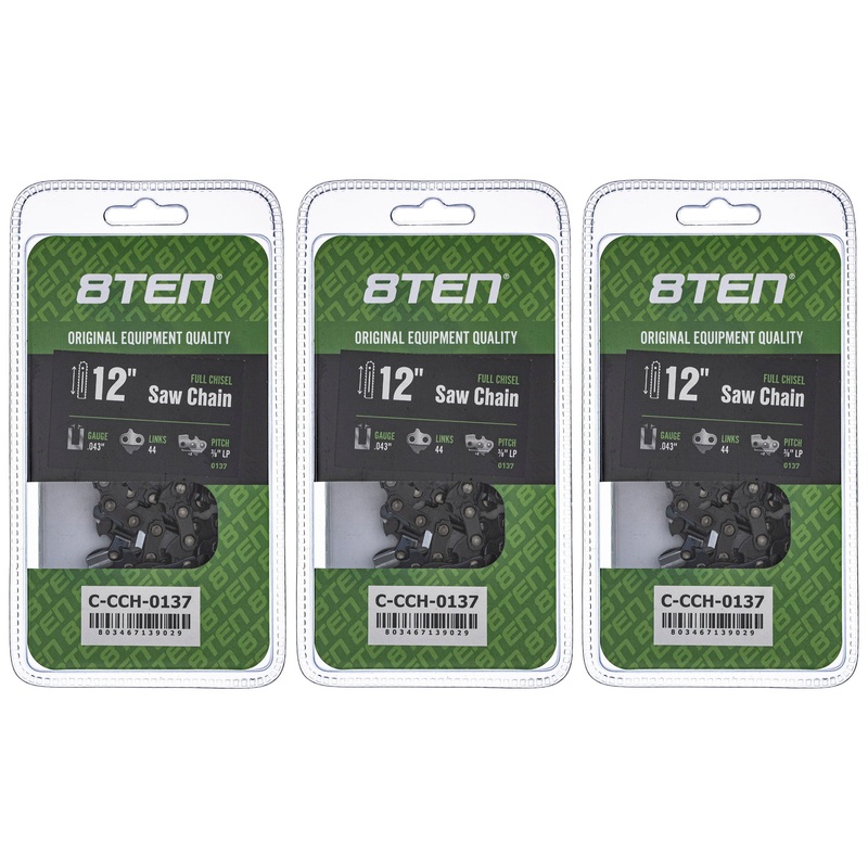 Chainsaw Chain 12 Inch .043 3/8 LP 44DL For Echo 90PX044G 90PX44CQ H3844 61PMM344E | 3-PACK