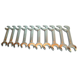 V8 Tools 9810 Angle Head Wrench Set, 10 Piece, 1-5/16"-2", 30 And 60 Degree Heads, Full Polish, In Canvas Pouch