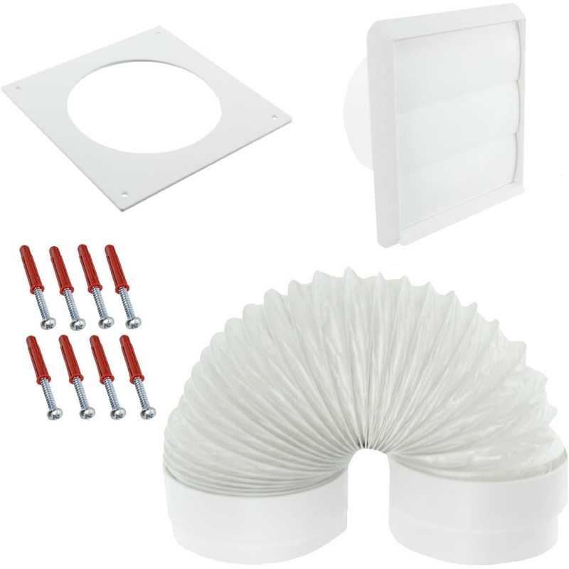External Wall Vent Ducting Cover Kit for Bosch Cooker Hoods (White, 4″ / 102mm)