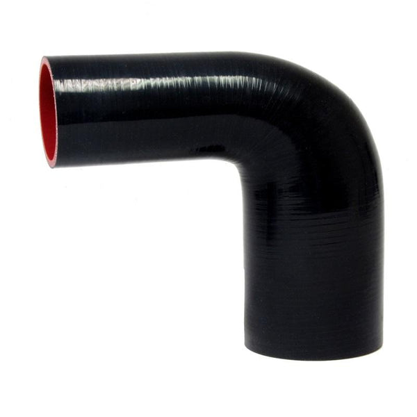 HPS 2-3/4" - 3" ID, Silicone 90 Degree Elbow Reducer Hose, High Temp 4-ply Reinforced (70mm - 76mm)