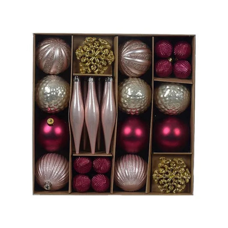 Kaemingk Kaemingk Mix Box of Baubles, Snowflakes & Icicles, Shatterproof | Assorted | 021115