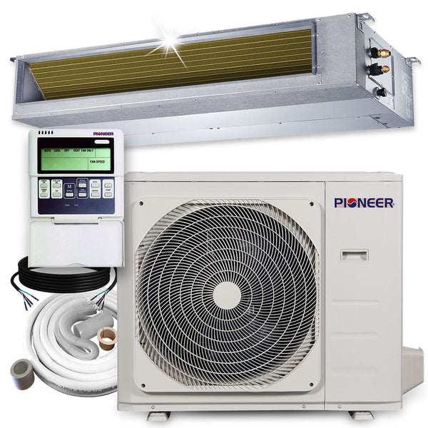 Pioneer 36,000 BTU 15.8 SEER2 Ceiling Concealed Ducted Mini-Split Inverter+ Air Conditioner Heat Pump System Full Set 230V