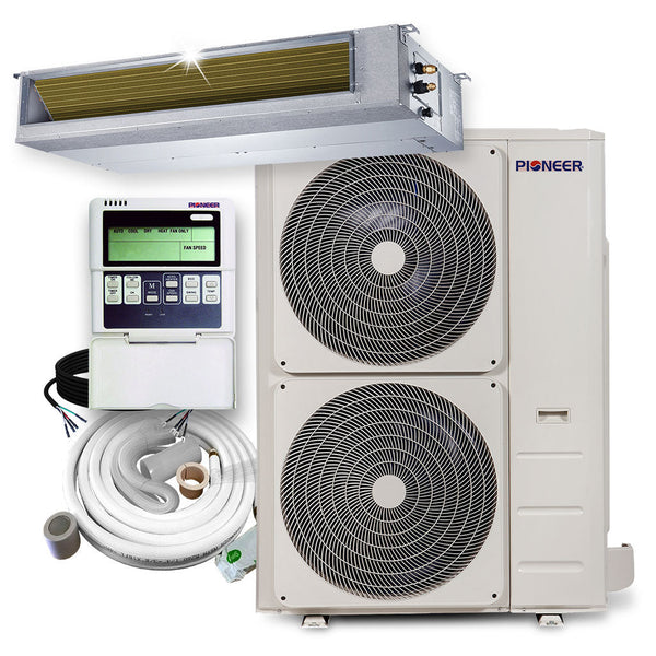 Pioneer 48,000 BTU 15.1 SEER2 Ceiling Concealed Ducted Mini-Split Inverter+ Air Conditioner Heat Pump System Full Set 230V