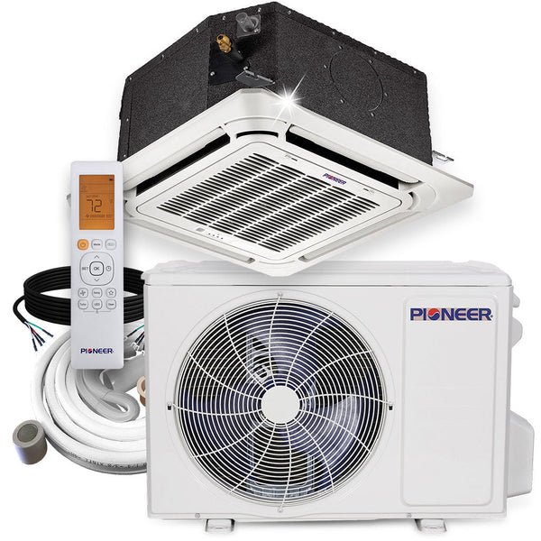 Pioneer 9,000 BTU 20 SEER2 8-Way Compact Cassette Mini-Split Air Conditioner Heat Pump System Full Set 230V