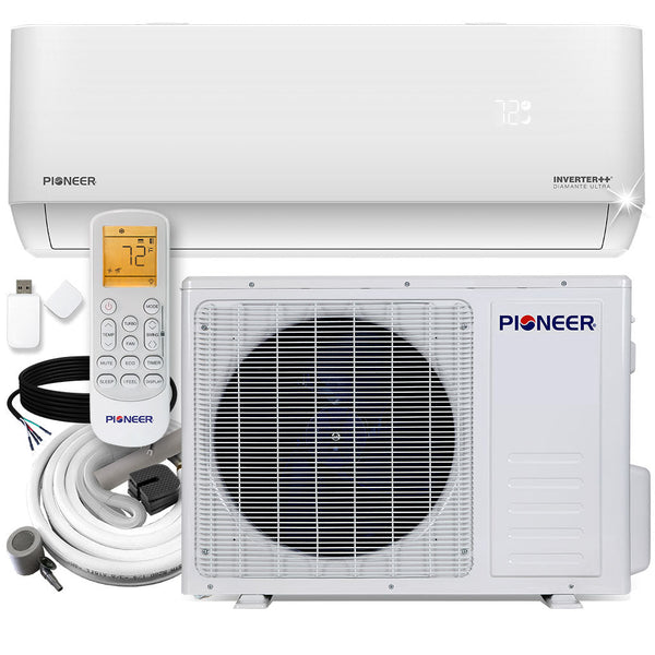 Pioneer Diamante Ultra 12,000 BTU 23 SEER2 Ductless Mini-Split Inverter++ Energy-Star Wi-Fi Air Conditioner Heat Pump Full Set 230V with 16 Ft. Kit