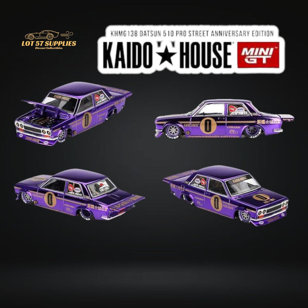 (Pre-Order) Mini GT x Kaido House Datsun KAIDO 510 Datsun 510 PRO STREET Anniversary Edition Chrome Purple 1:64 KHMG138